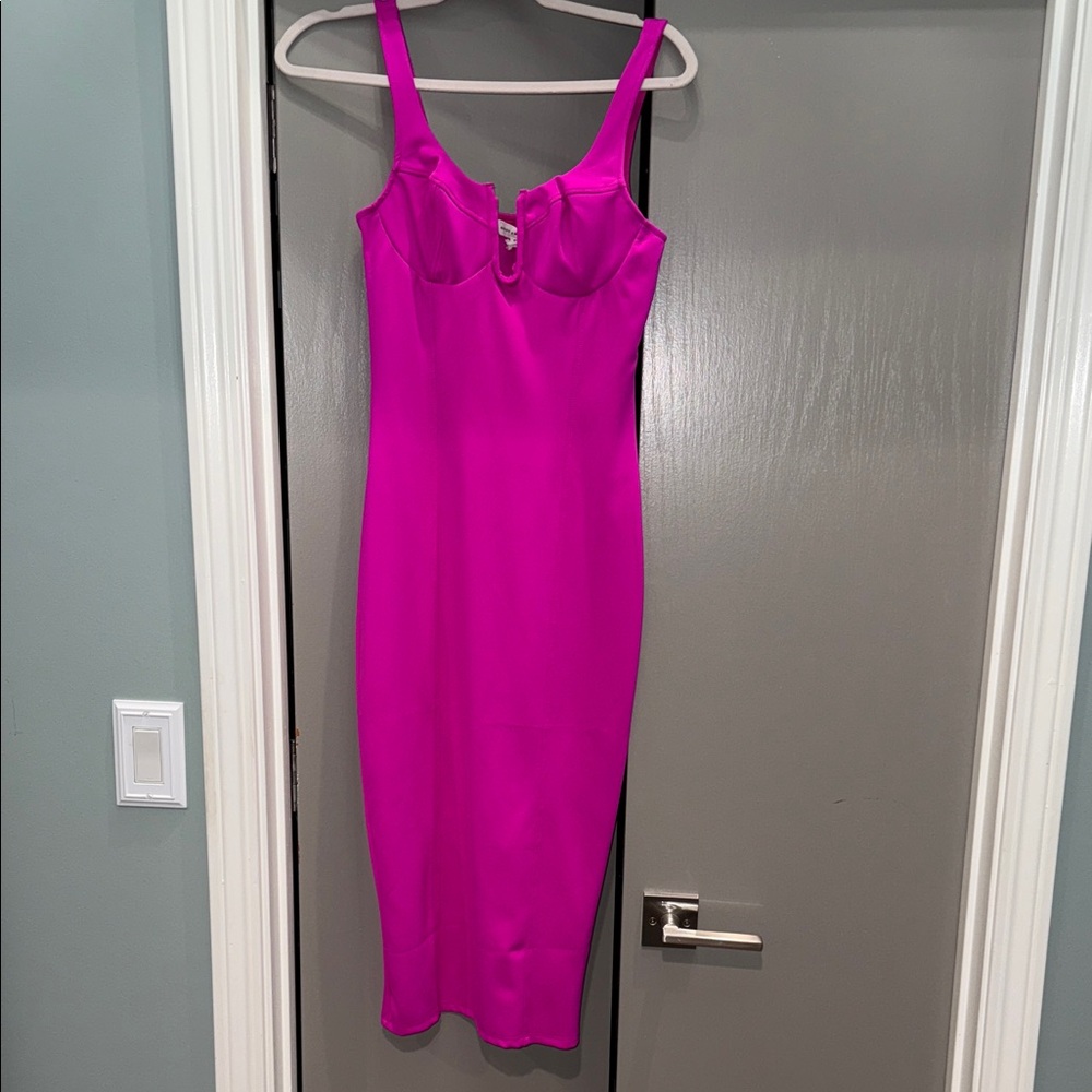 Good American Fuchsia stretch Midi Dress